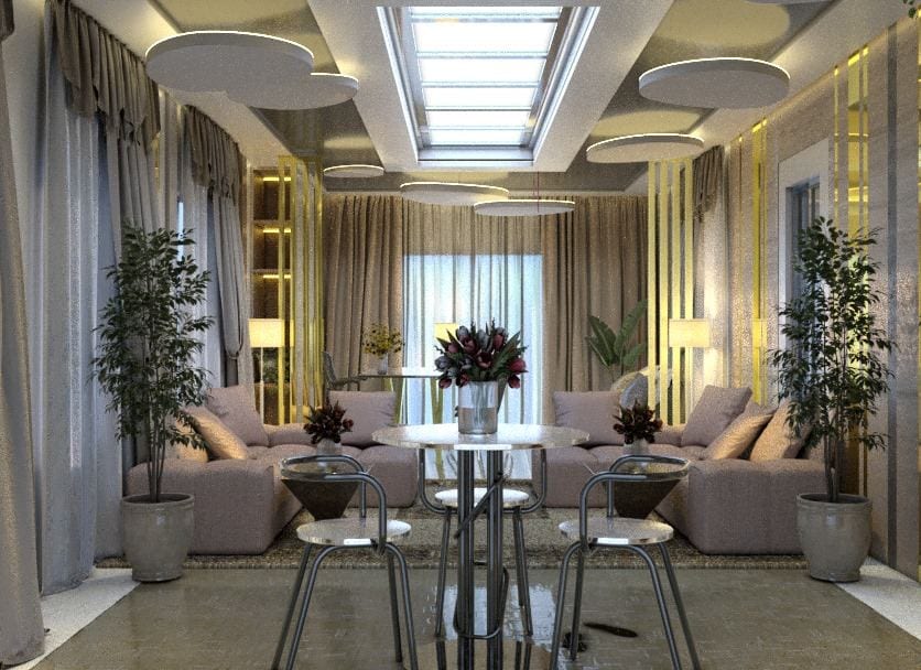 Open plan lounge 3D visualisation by 3A Design Solutions