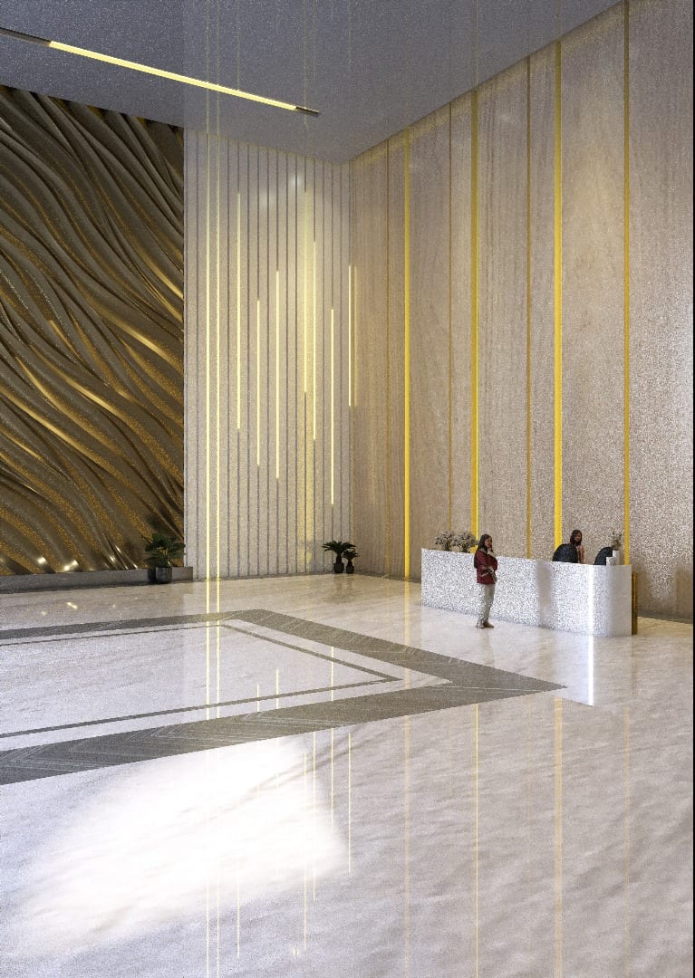 Luxury lobby 3D visualisation — 3A Design Solutions interior design